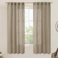 LAMIT Taupe Semi Sheer Window Linen Curtains 63 Inch Length, Light Filtering by LAMIT