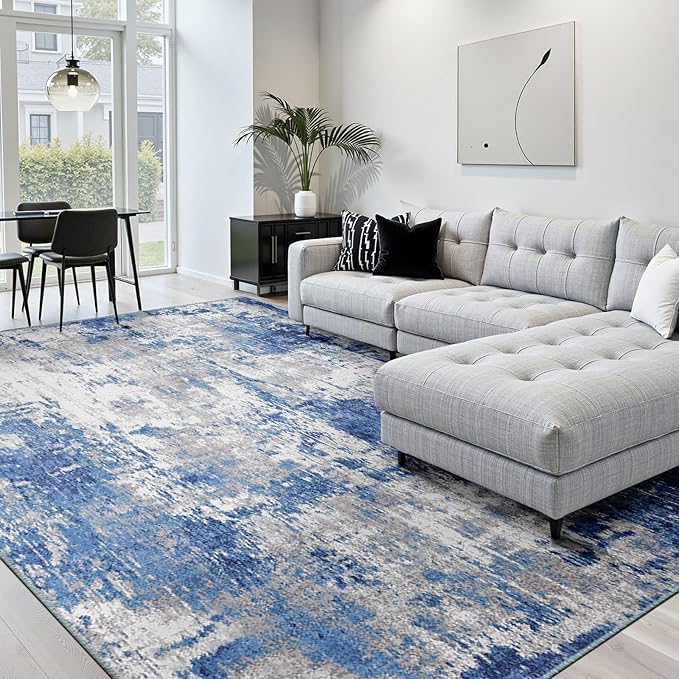 Washable Area Rugs 7x10 Non-Slip Modern Abstract Soft by RELEANY
