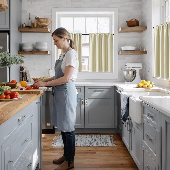 RYB HOME 100% Blackout Basement Curtains 24 inches Long, Heat & UV Blocking - Image 2