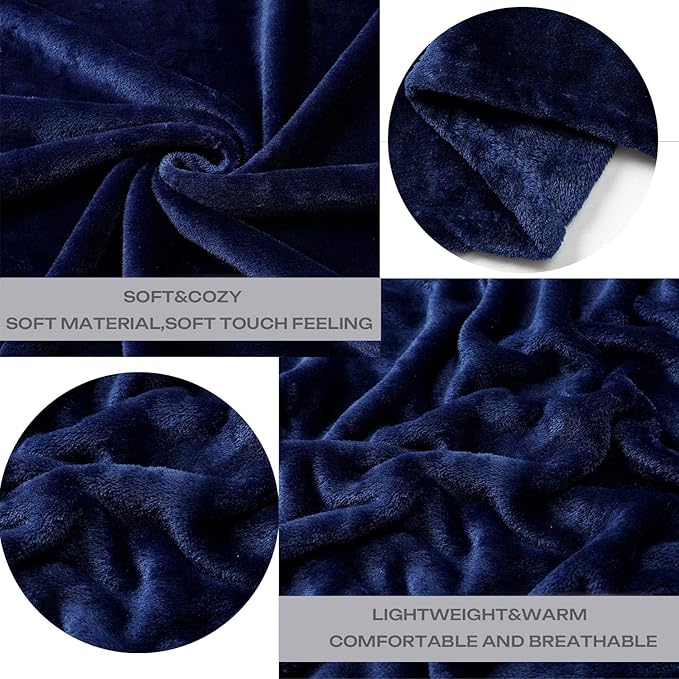 JIAHANNHA Navy Blue Throw Blanket Twin Size 60 by 80 Inches Flannel Fleece - Image 4