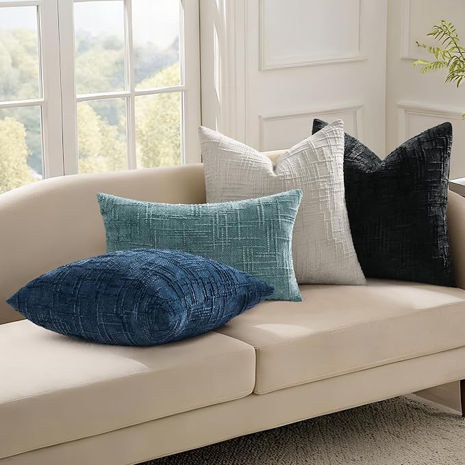decorUhome Light Grey Chenille Throw Pillow Covers 18x18 Set of 2 Textured Soft - Image 6