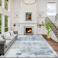6x9 Area Rugs for Living Room: Washable Abstract Blue White Badroom Carpet | by GENTDRIZZ