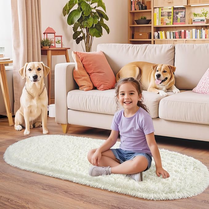 Pionblank Fluffy Oval Rug for Bedroom 3.3x6.2, Shag Throw Rugs for Bedside - Image 5