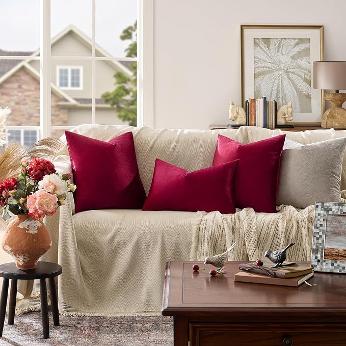 GIGIZAZA Velvet Pillow Covers 20x20: Pack of 2 Throw Pillows Soft Solid Covers - Image 2