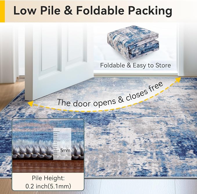 Washable Area Rugs 6'x8' Non-Slip Modern Abstract Soft - Image 6