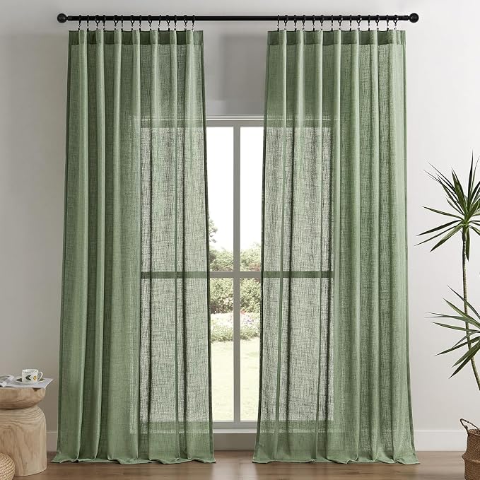 Joydeco Linen Curtains 72 Inch Length 2 Panel Sets, Light Filtering Curtains by JOYDECO