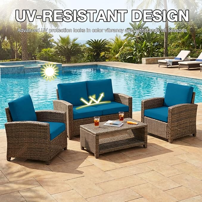 hyha 4Pcs Patio Cushion Covers, Stretch Outdoor Couch Cushion Covers, Washable - Image 6