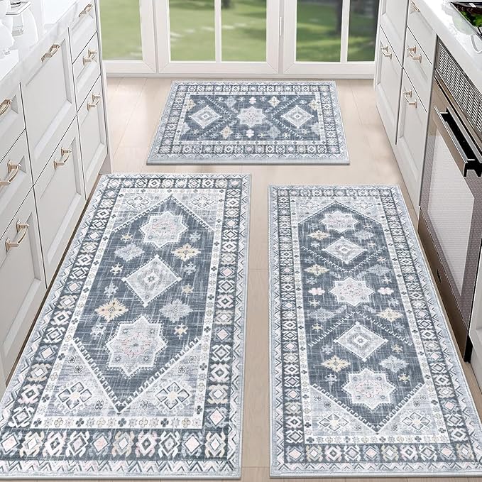 HEBE Boho Kitchen Rug Sets 3 Piece by HEBE