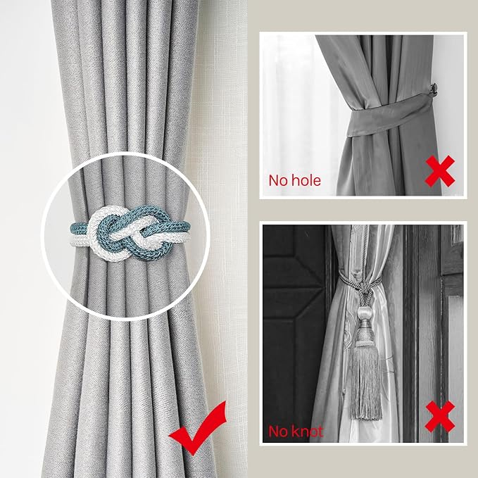 NICEEC 4 Pack Mini Magnetic Curtain Tiebacks Nordic Simple Style Drape Tie - Image 2