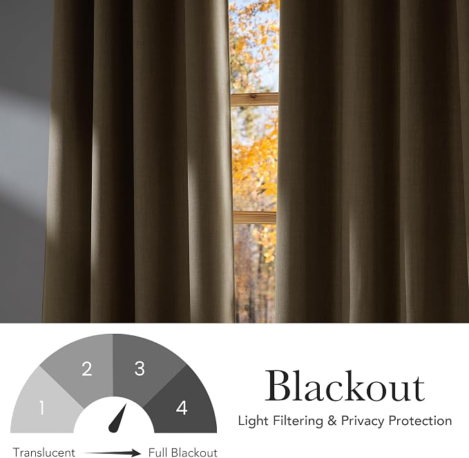 NICETOWN Oatmeal Faux Linen Room Darkening Rod Pocket Curtains 63 inch Length - Image 5