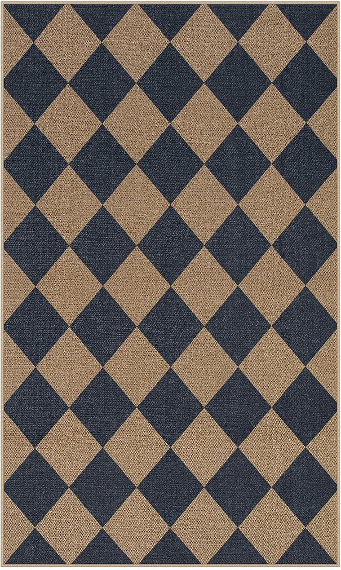 Lahome Colette Checkered Easy Jute Entryway Rug, 3x5 Washable Area Rugs - Image 7