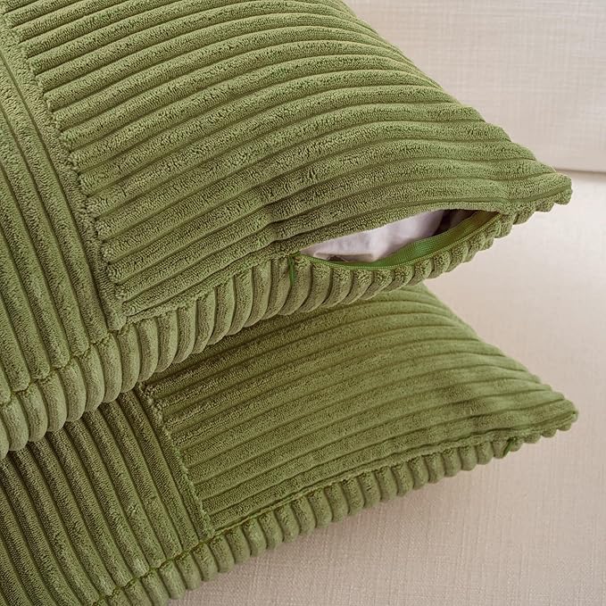 Fancy Homi 2 Packs Moss Green Lumbar Decorative Throw Pillow Covers 14x22 Inch - Image 4