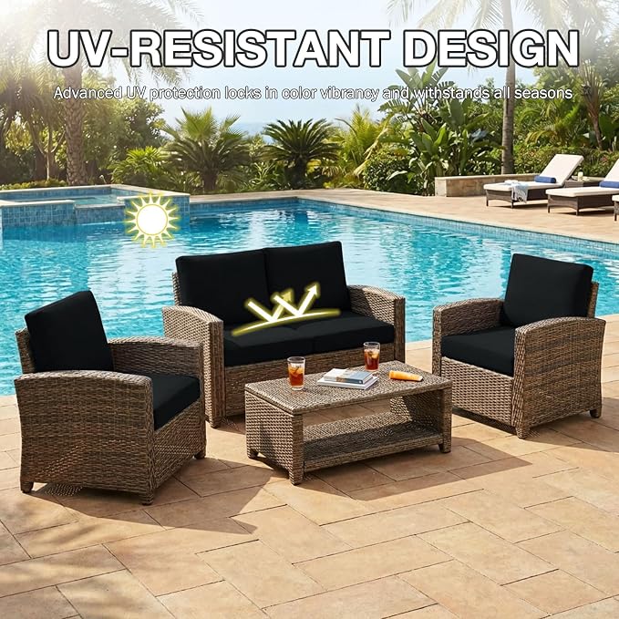 hyha 4Pcs Patio Cushion Covers, Stretch Outdoor Couch Cushion Covers Replacement - Image 6