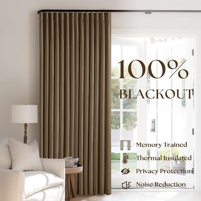 Dutch Cocoa 100% Blackout Pinch Pleated Linen 63 Inch Curtains - Image 3