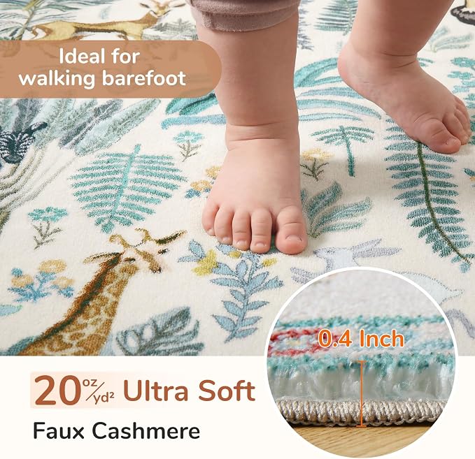 OPPODREAM Animal Soft Area Rugs 5x7, Washable Beige Rug - Image 2