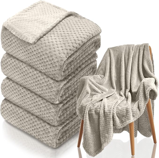 4 Pack Fleece Throw Blankets 50x60 Inches by Tewloss