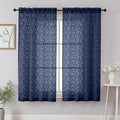 Chyhomenyc Navy Blue Sheer Curtains 63 Inch Length 2 Panels Set, Light by Chyhomenyc