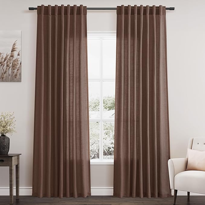Mocha Mousse Curtains 84 Inch Length 2 Panels Set Back Tab Rod Pocke tLinen by Nanspring