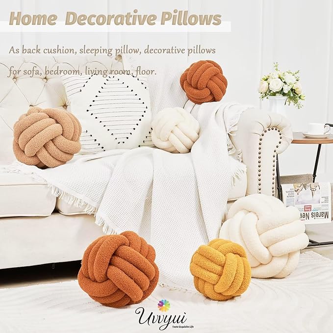 Uvvyui Knot Pillow Ball, Soft Home Decorative Pillows, Round Throw Pillow - Image 4