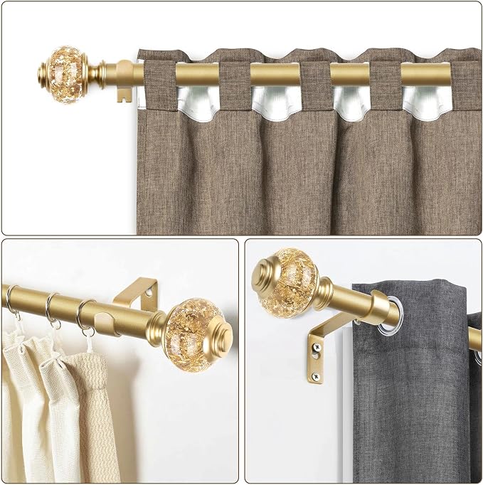 7/8 inch Curtain Rods for Windows 66 to 120 Inch, USFOOK Telescoping Splicing - Image 5