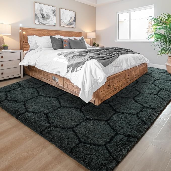 Noahas 4x6 Dark Grey Fluffy Soft Area Rug Non-Slip - Image 6