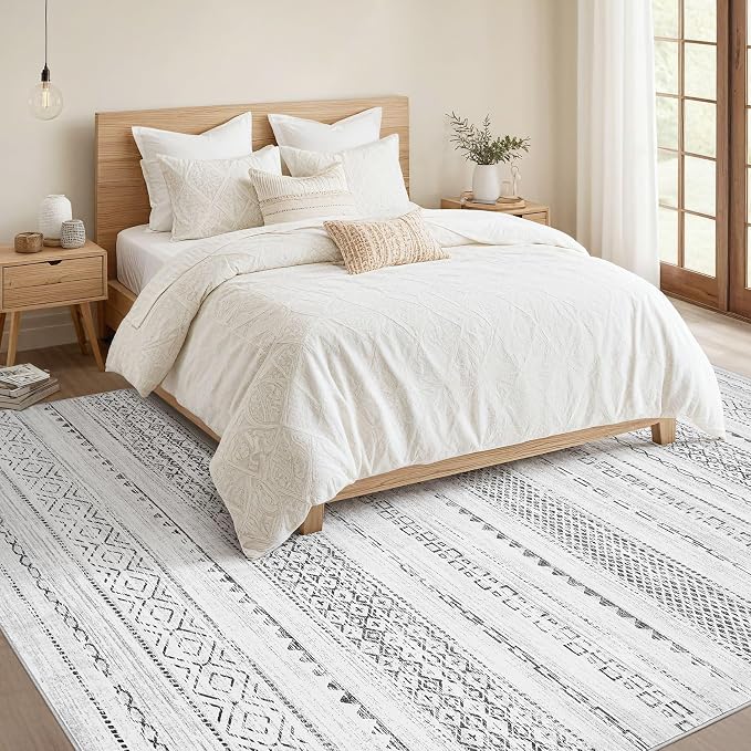 Nakagishi 7x9 Area Rug Living Room: Washable Boho Large Neutral Modern Soft - Image 5