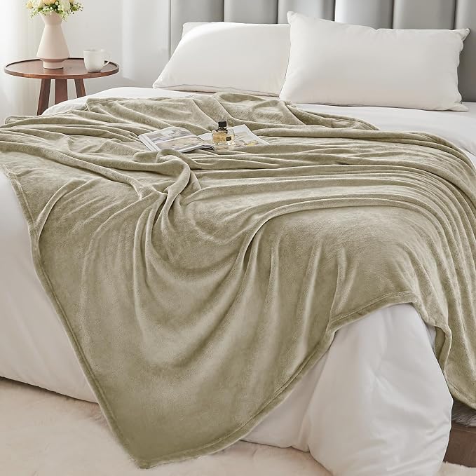 BEDELITE Fleece Blanket Twin Size Oat Linen Throw Blankets - Image 6