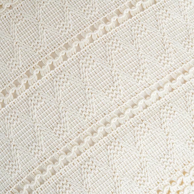 Fancy Homi Set of 1 Boho Cream Decorative Throw Pillow Cover 20x20 Inch - Image 4
