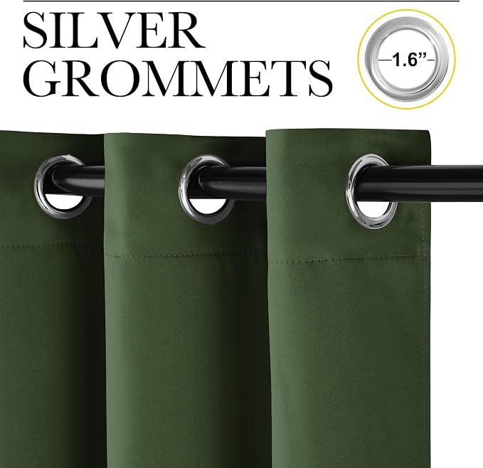 NICETOWN Room Darkening Dark Green Curtains - Image 2