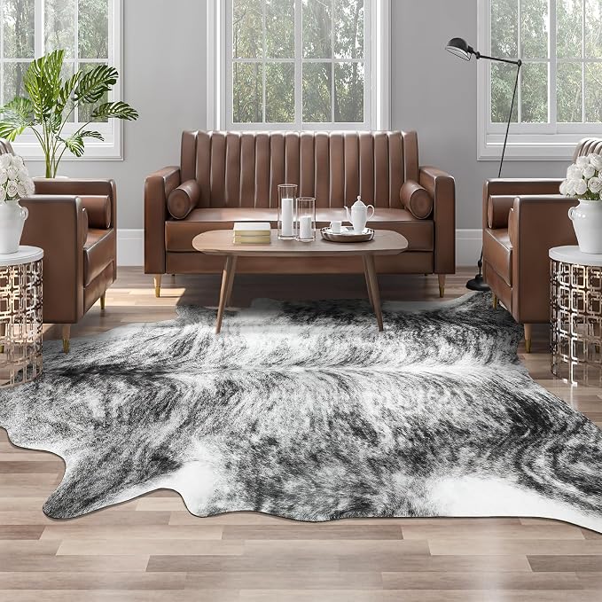 AROGAN 8×10 Feet Western Decor Faux Fur Cowhide Rug, Premium Animal Skin Cow by AROGANAREARUG
