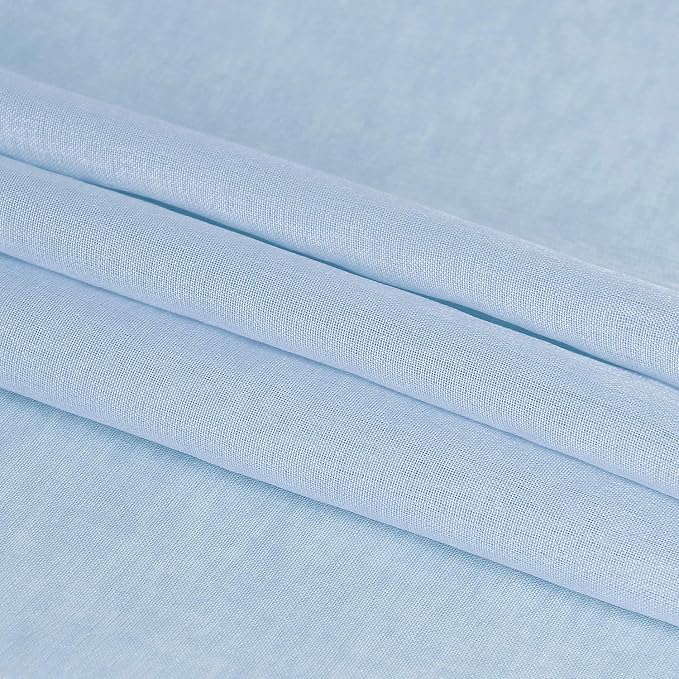 DWCN Sky Blue Sheer Curtains Semi Transparent Voile Rod Pocket Curtains - Image 6