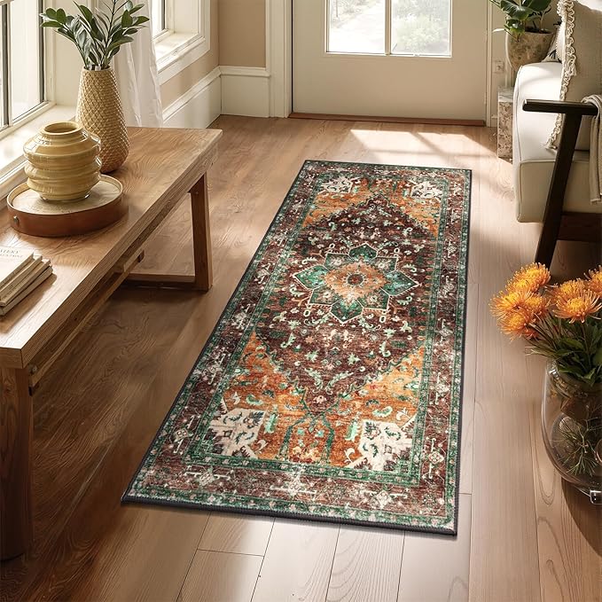 Yamaziot Washable Runner Rug, 2x4 Non-Slip Boho Vintage Hallway Rug Runner by Yamaziot