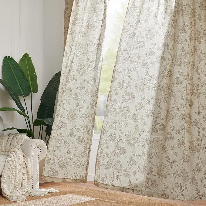 jinchan Linen Floral Curtains for Living Room - Image 7