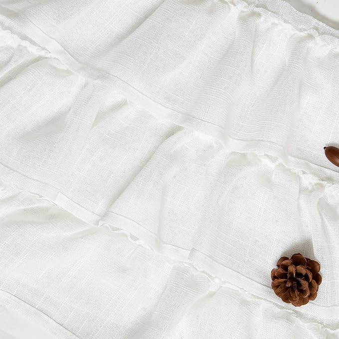 jinchan Ruffled Valance Curtain Slubbed Crossed Kitchen Valance Vintage - Image 8