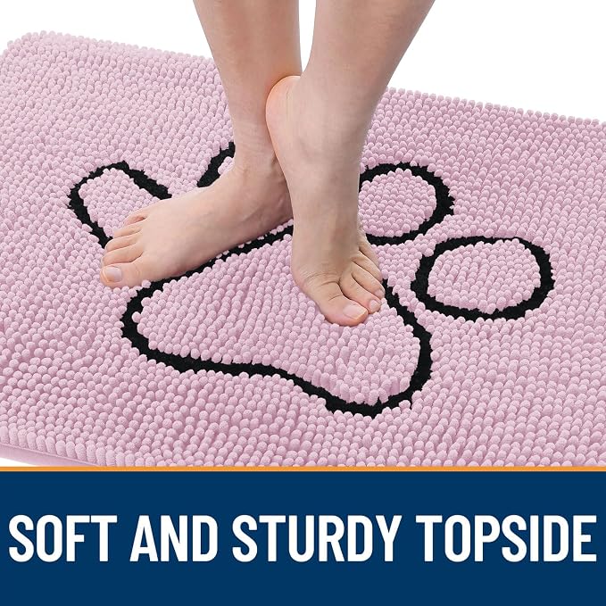 OLANLY Dog Door Mat for Muddy Paws 30x20, Paw Print Design, Absorbs Moisture - Image 4