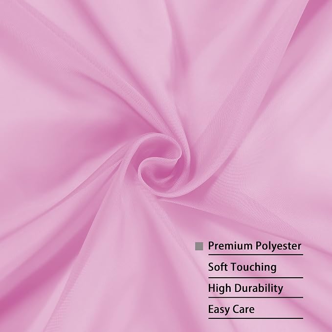 OWENIE Pink Sheer Curtains 90 Inch Length, Elegant Soft Sheer Curtains - Image 4