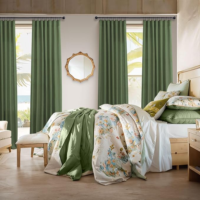 Christmas Olive Green Curtains 108 Inches Long - Image 6
