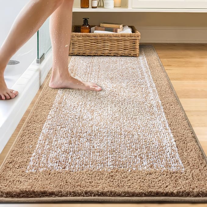 60x24 Long Bathroom Rugs Washable Non Slip, Soft Absorbent Quick Dry Mats - Image 2