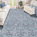 SERISSA Boho Area Rug 5x7 Blue Grey, Washable Large Rugs by SERISSAHomeDecorCollection