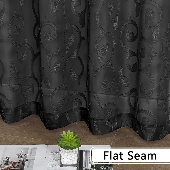 OWENIE Furman Black Sheer Curtains 84 inches Long - Image 7