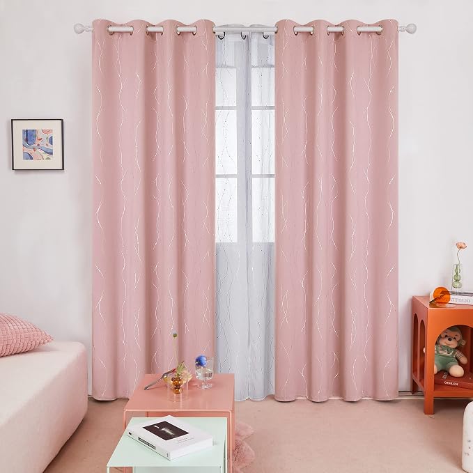 Deconovo Pink Blackout Curtains - Image 2