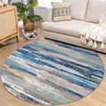 Lansny Modern Abstract Round Rug 6Ft, Circular Dining Room Rugs Thin Print Faux by lansny