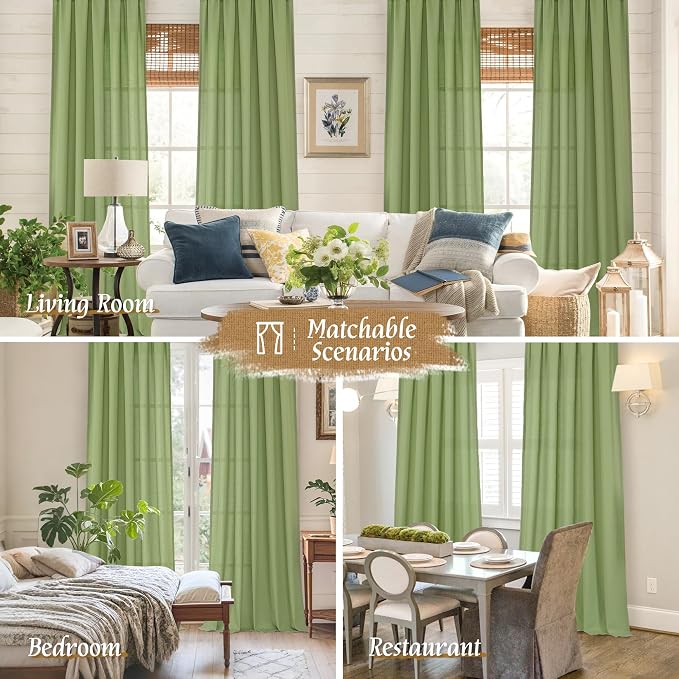 LAMIT Faux Linen Curtains 63 inches Long - Image 6
