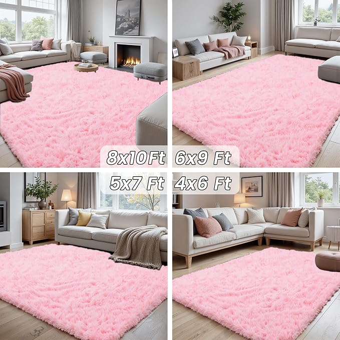6x9 Area Rugs for Living Room Rug: Soft Fluffy Shag Light Pink Rugs for Bedroom - Image 7