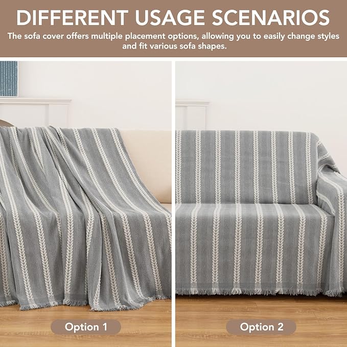 Couch Cover for Dogs, Boho Sofa Covers for 3 Cushion Couch, Chenille Sofa - Image 5