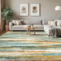 Lansny Modern Abstract 8x10 Large Machine Washable Living Room Rug Non-Slip by lansny