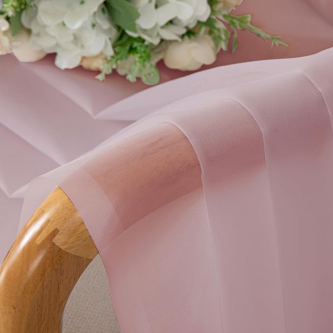 OVZME Blush Pink Sheer Curtains 54 Inches Long 2 Panels - Image 5