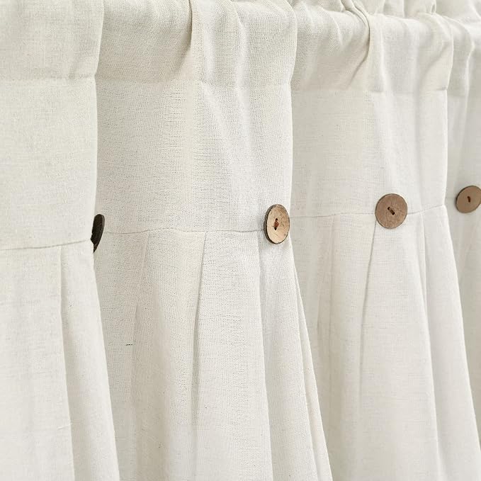 Lush Decor Linen Button Farmhouse Valance Curtians 84"W x 18"L Off White - Image 3