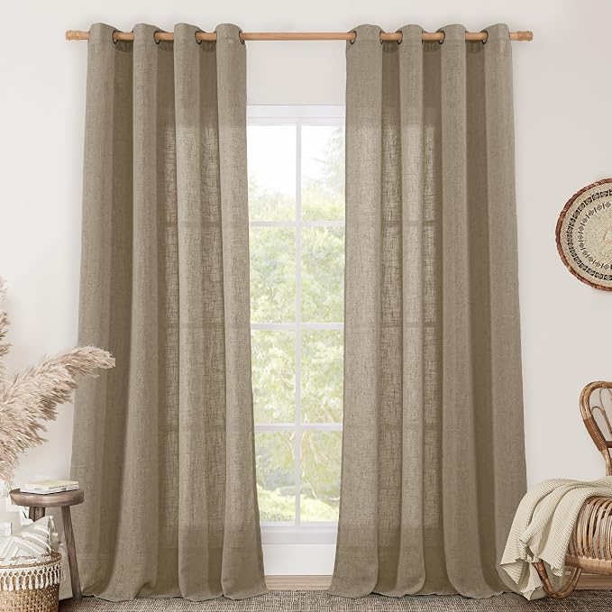 LAMIT Taupe Linen Curtains 90 Inch Length by LAMIT