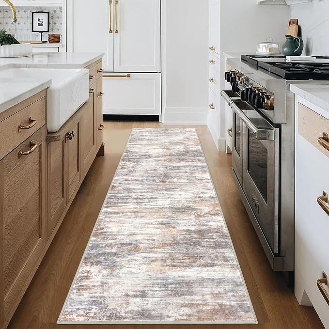 KOZYFLY Modern Abstract Hallway Runner Rug, 2.6x8 Washable Rug Runner Non-Slip - Image 3